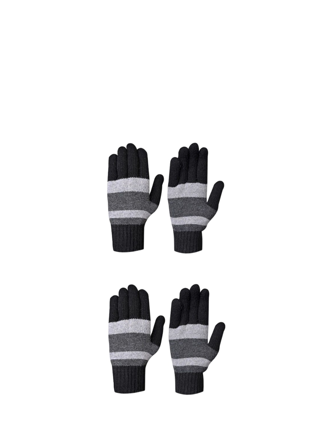 

LOOM LEGACY Men Striped Acrylic Winter Gloves, Black