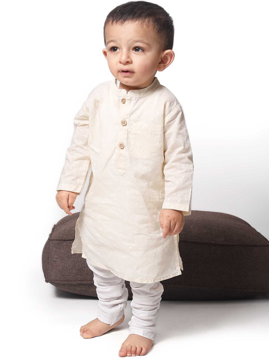 

TJORI Boys Printed Regular Pure Cotton Kurta with Pyjamas, White