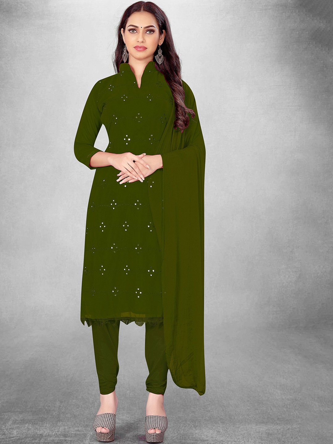 

Maroosh Embroidered Unstitched Dress Material, Green