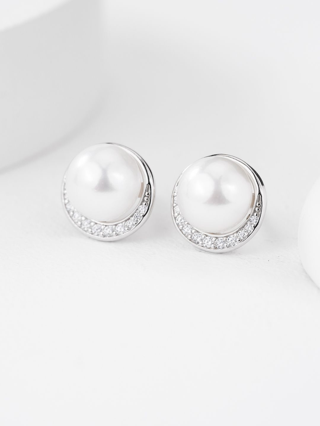 

MISS JO Contemporary Studs Earrings, Silver