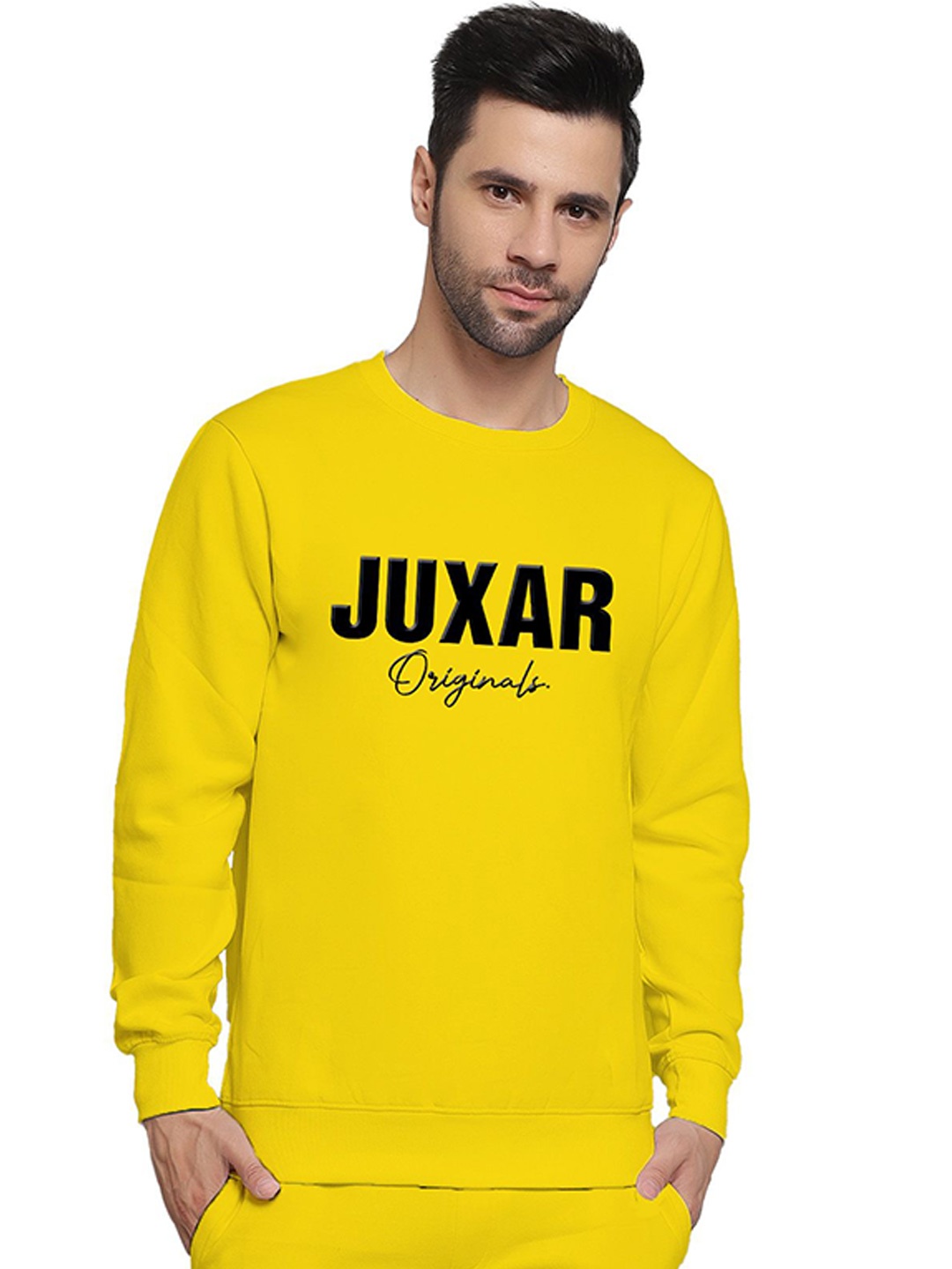 

Juxar Men Printed Pullover Cotton Sweatshirt, Yellow