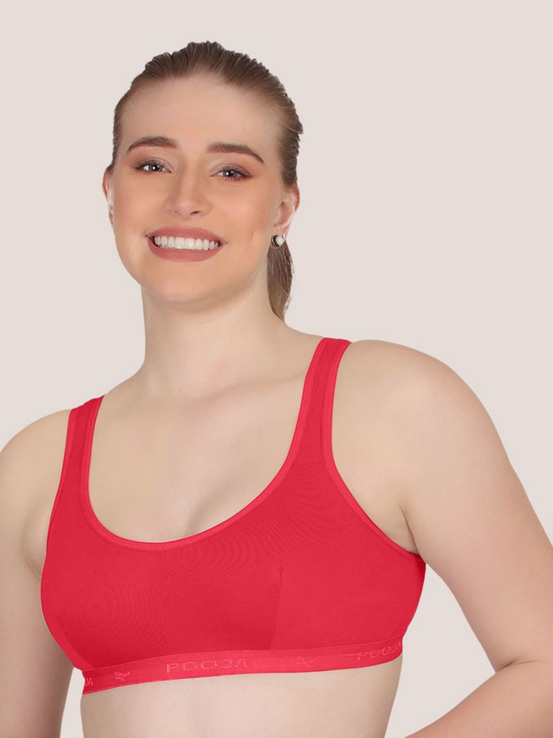 

POOJA RAGENEE Women Full Coverage Workout Bra, Coral