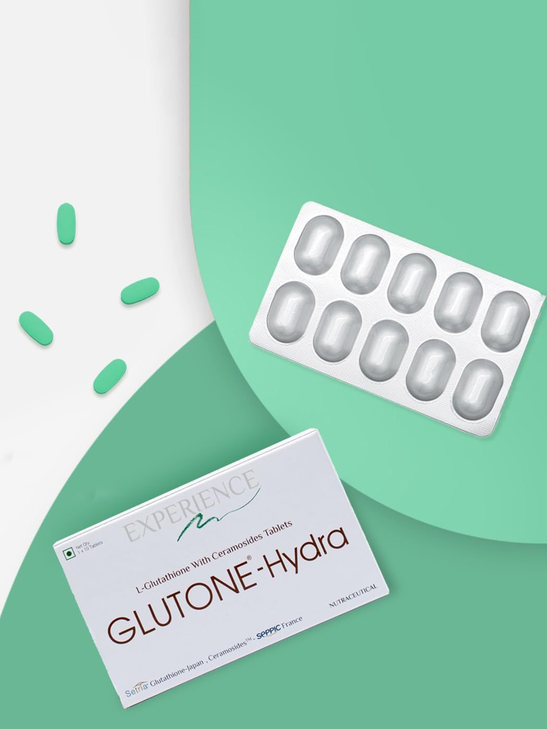 

GLUTONE Hydra Glutathione with Ceramosides Tablets for Dry Skin - 10 Tablets, White