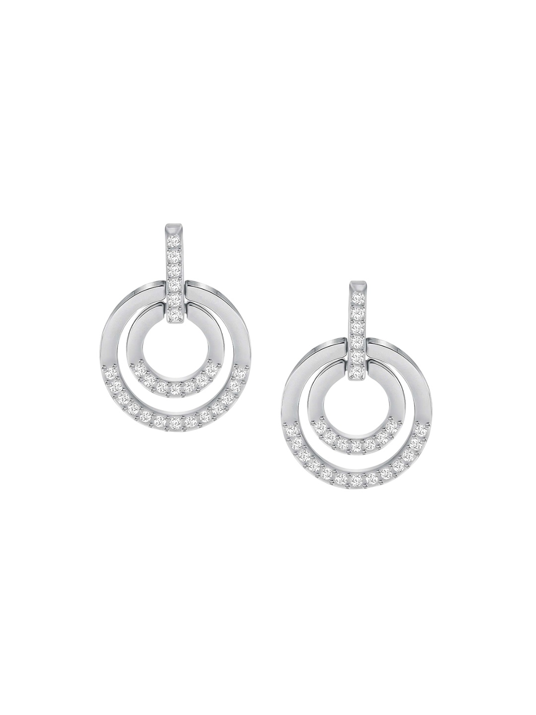 

SWAROVSKI Rhodium-Plated Crystals Stone-Studded Studs Earrings, Silver