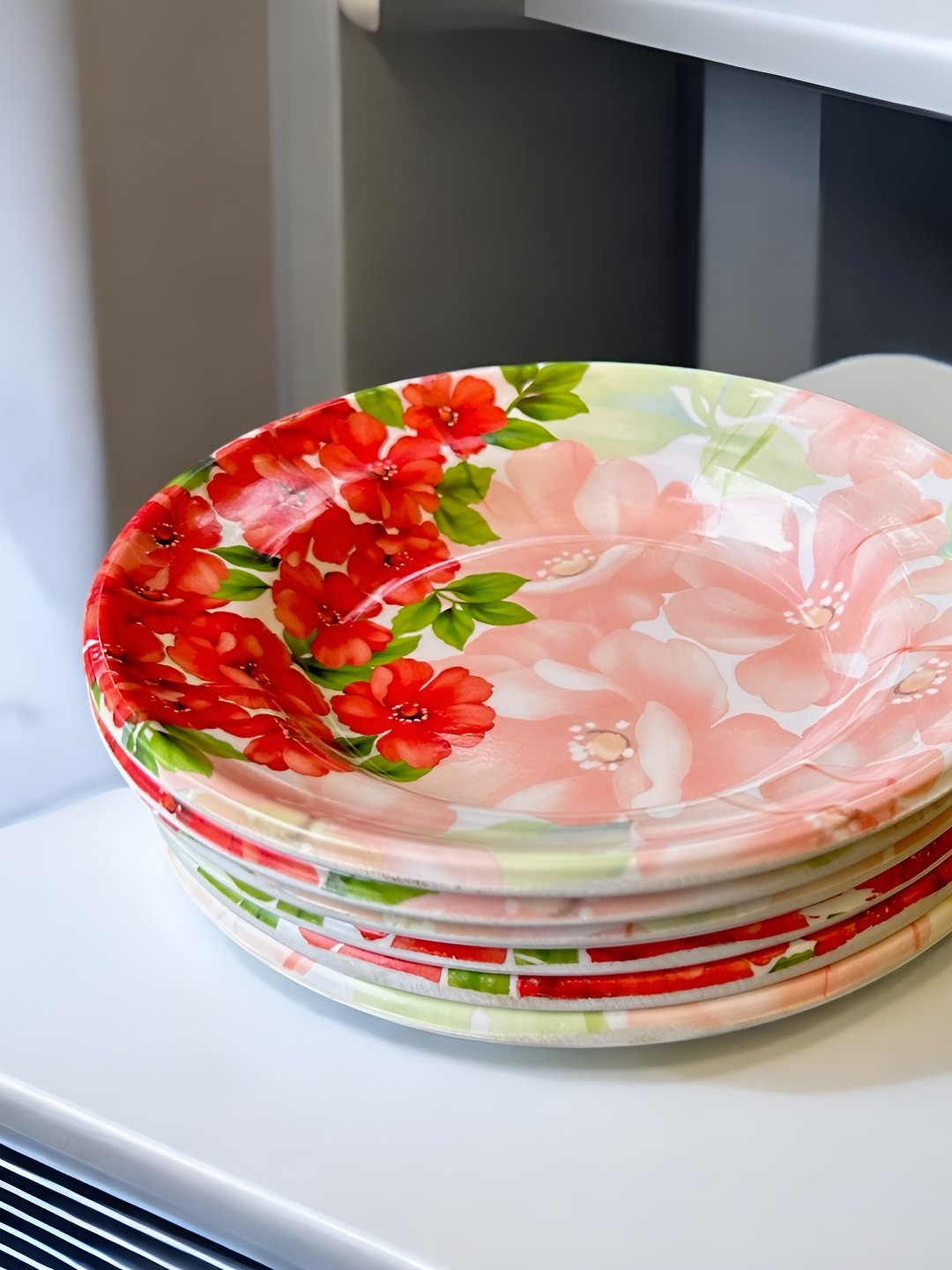 

Gallery99 Red & White 6 Pieces Floral Printed Melamine Plates