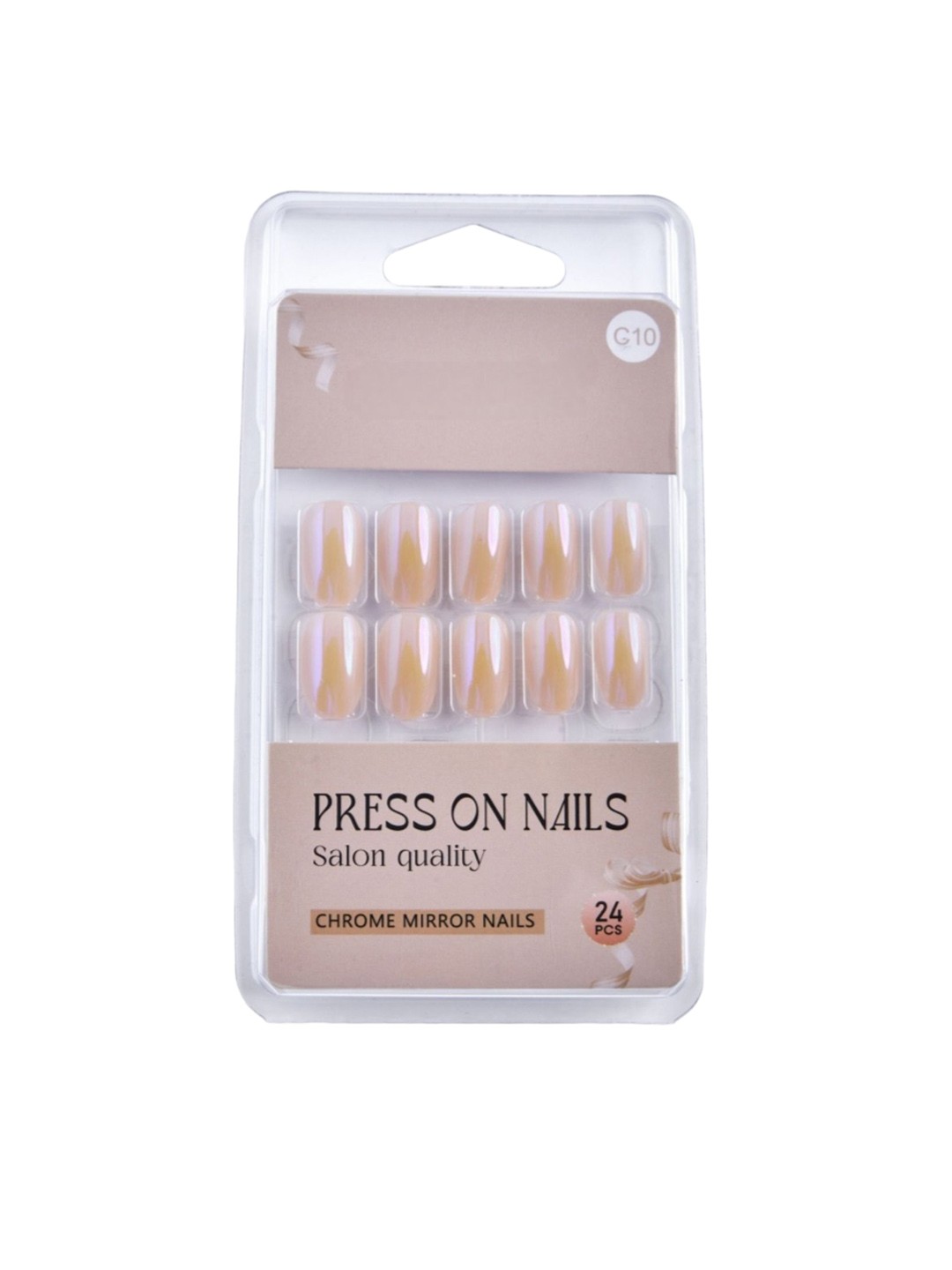 

RANORE Set Of 24 Chrome Mirror Press On Nails - C10, Peach