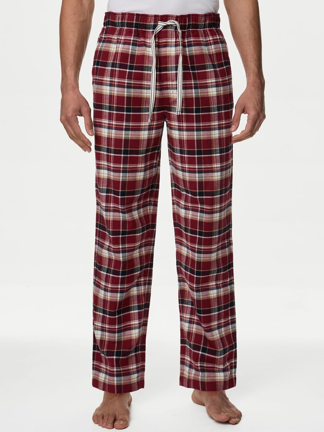

Marks & Spencer Men Checked Pure Cotton Lounge Pants, Red