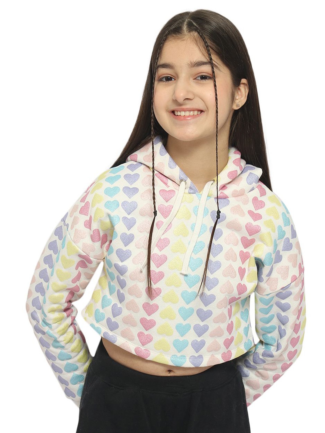 

Nauti Nati Girls Antimicrobial Printed Hooded Sweatshirt, Pink