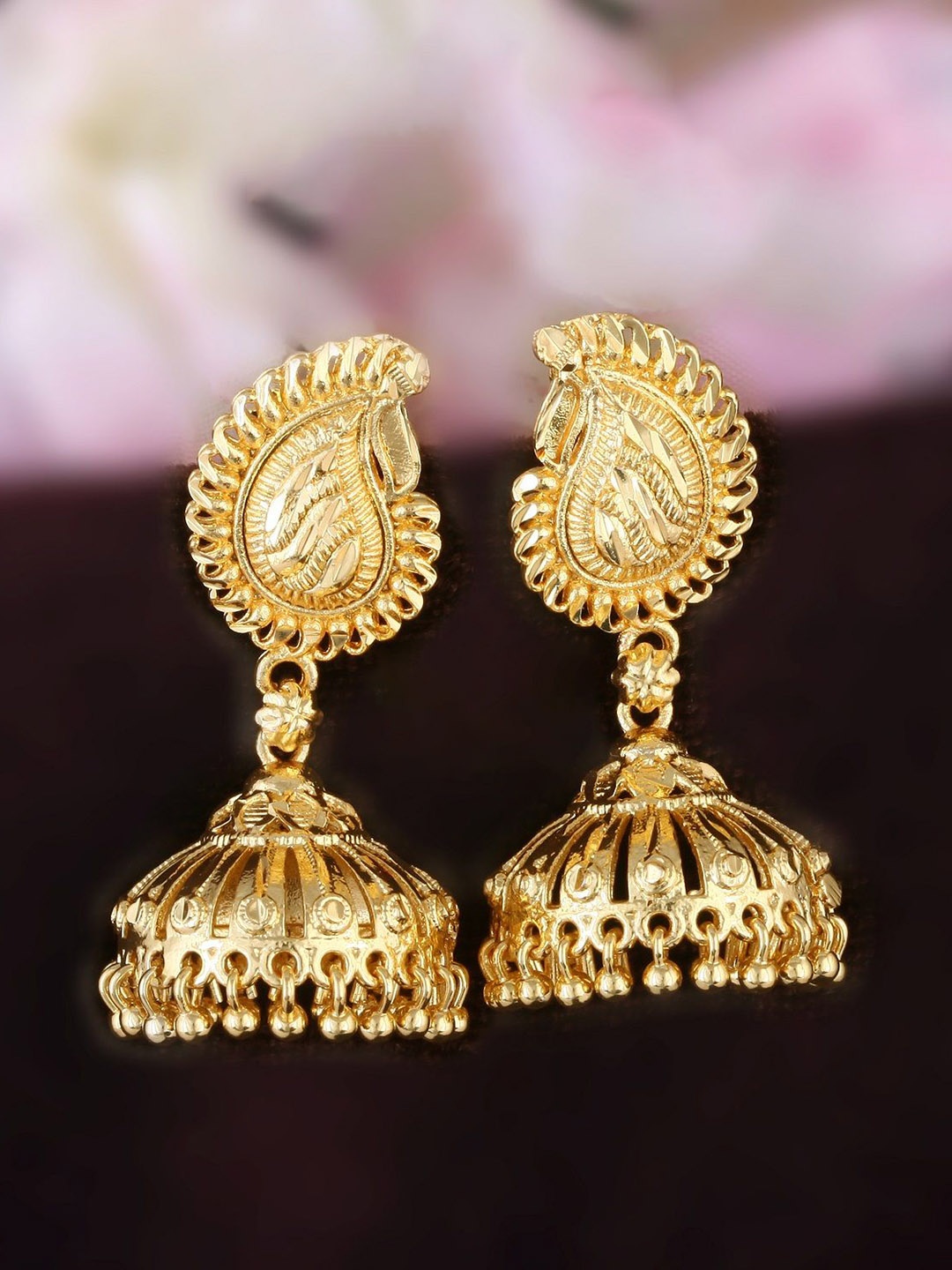 

Vighnaharta Contemporary Jhumkas Earrings, Gold