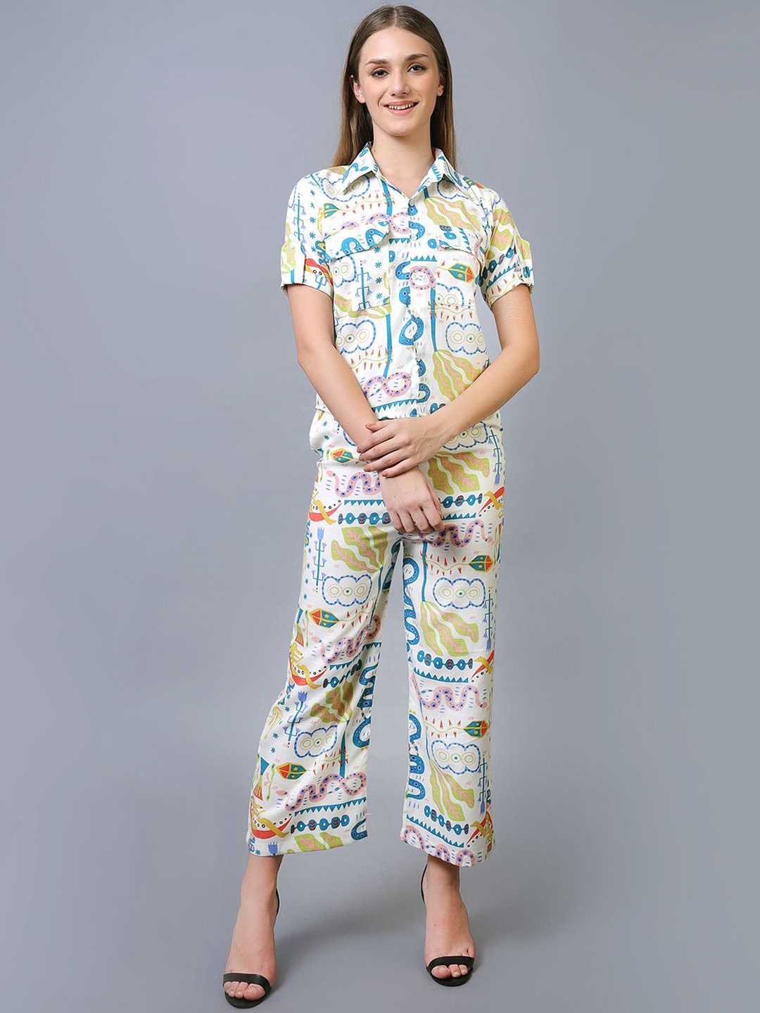 

Xivir Printed Shirt And Trousers Set, Yellow