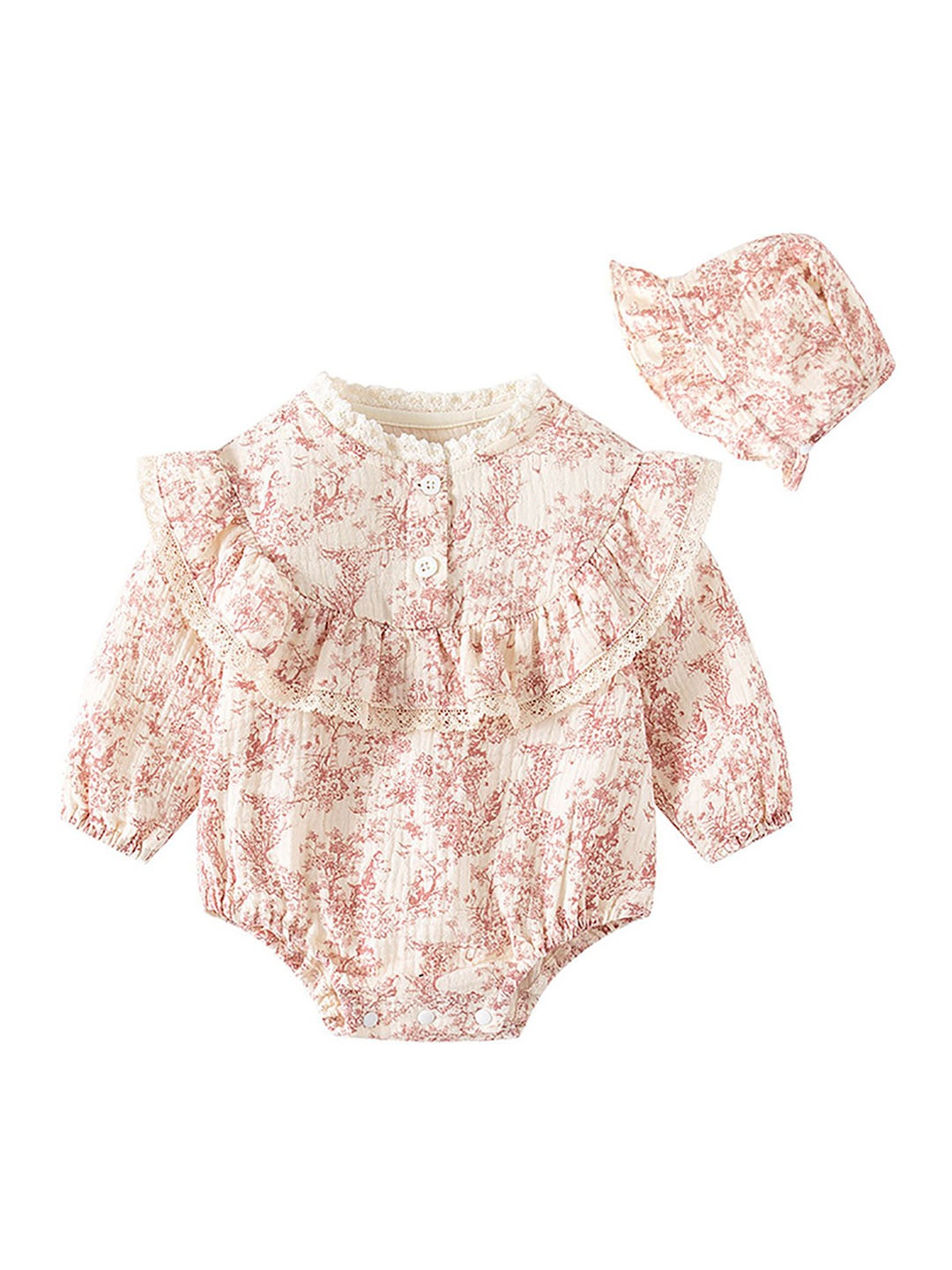 

StyleCast x Revolte Infant Girls Printed Cotton Bodysuit With Cap, Pink