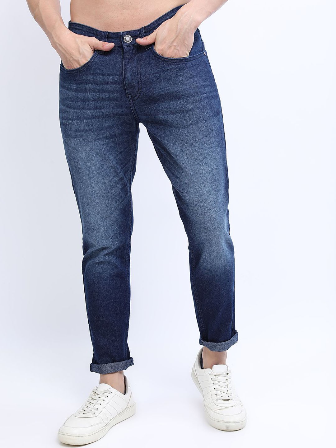 

HIGHLANDER Men Tapered Fit Heavy Fade Jeans, Blue