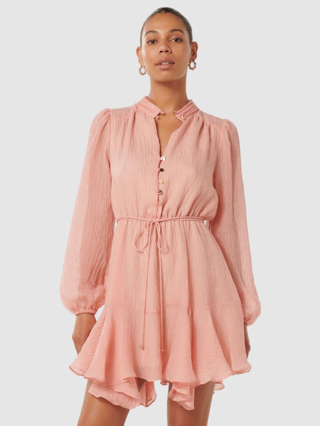 

Forever New Fit & Flare Asymmetrical Mini Dress, Peach