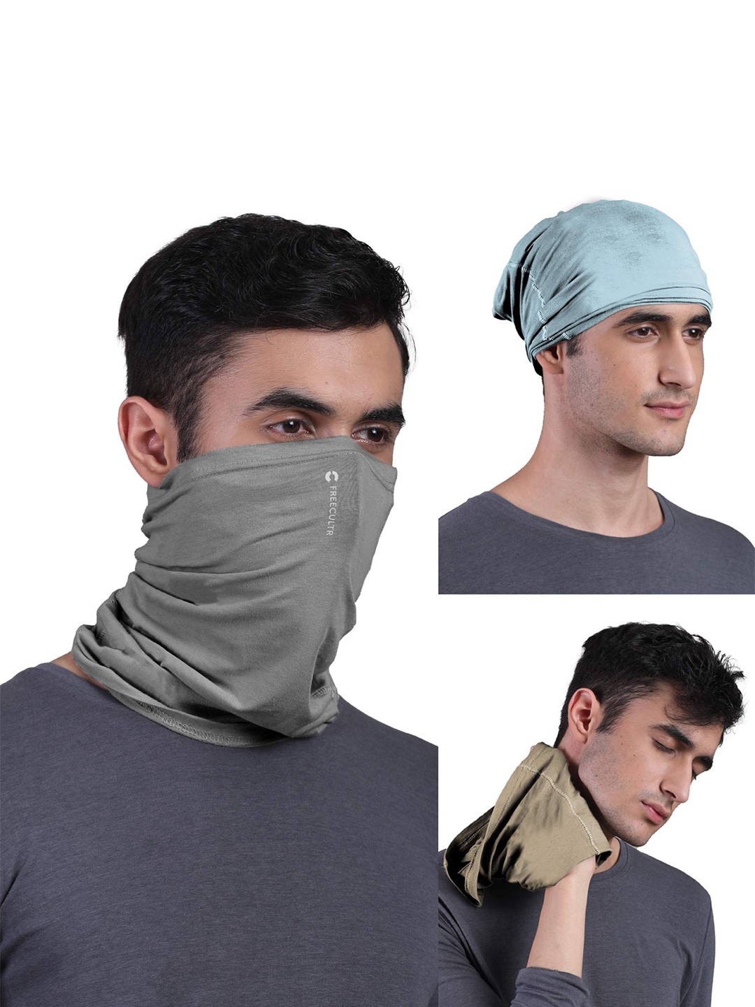 

FREECULTR Pack Of 3 Unisex Bandana Headband, Blue