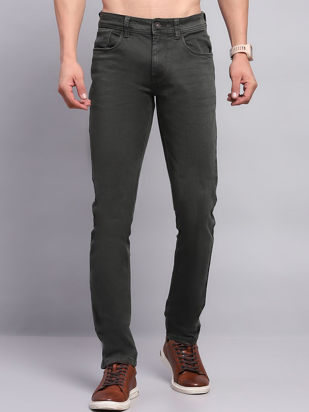 

Monte Carlo Men Mid-Rise Skinny Fit Jeans, Olive