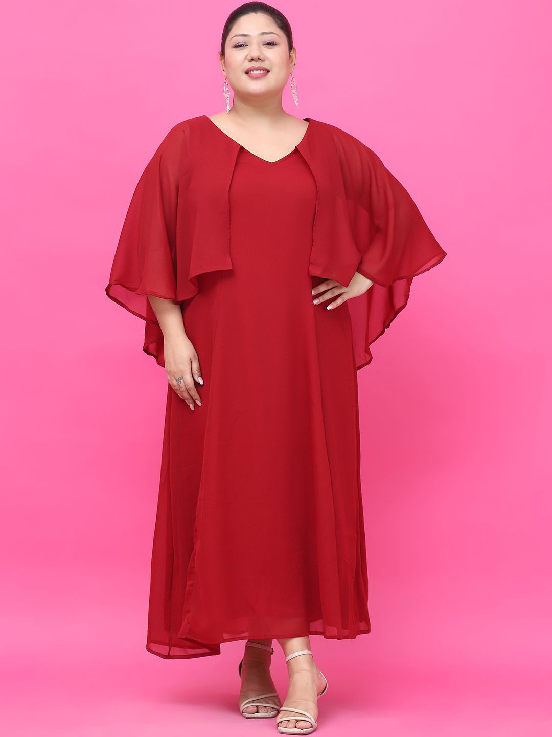 

theRebelinme Women V-Neck A-Line Maxi Dress, Maroon