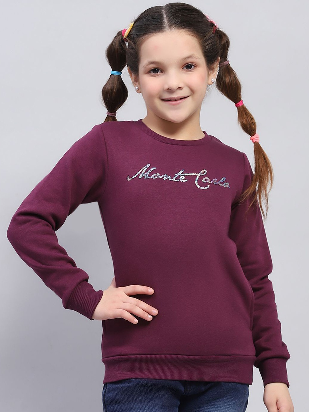 

Monte Carlo Girls Printed Sweatshirt, Burgundy