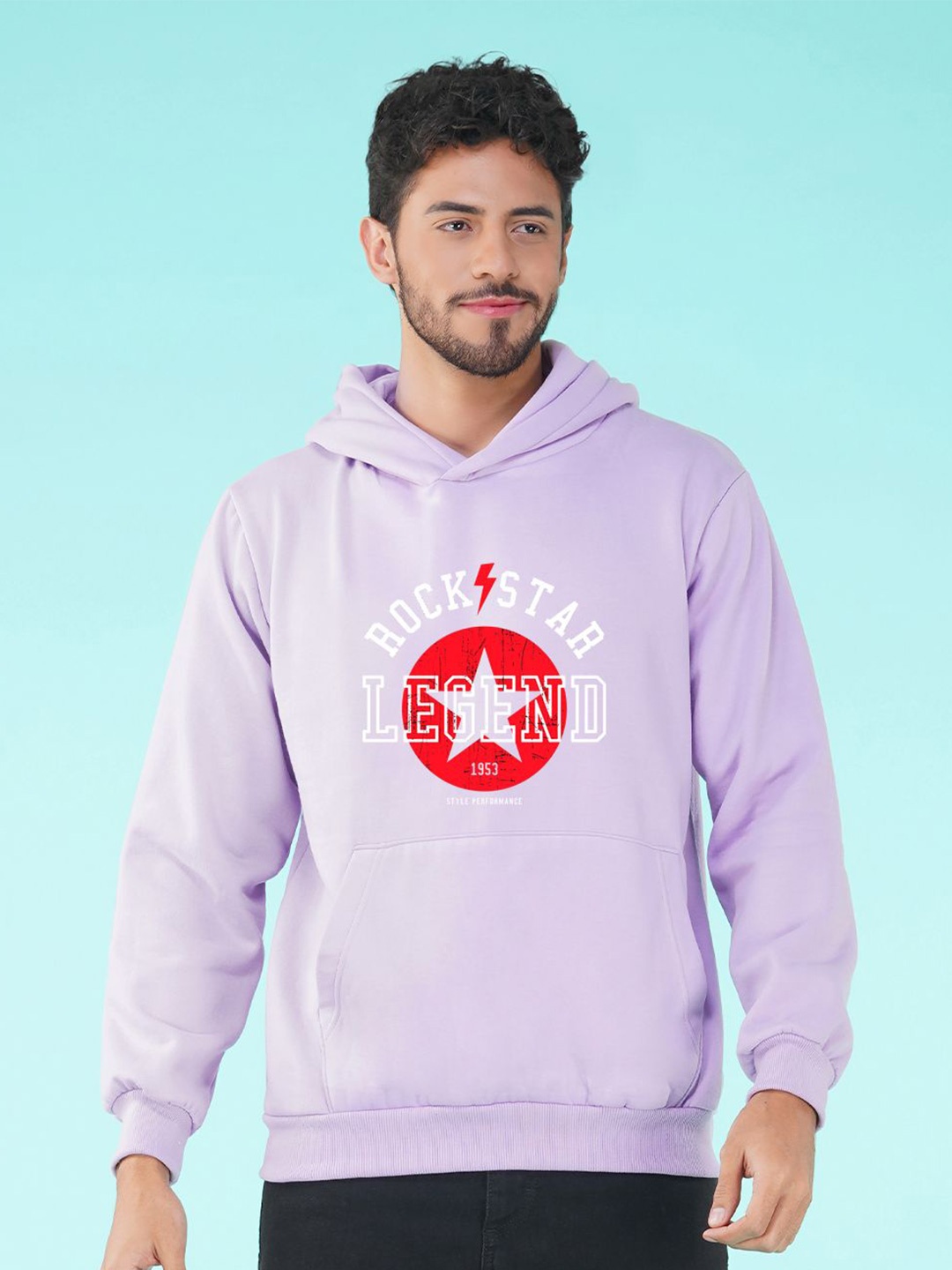 

NUSYL Men Printed Hooded Sweatshirt, Purple