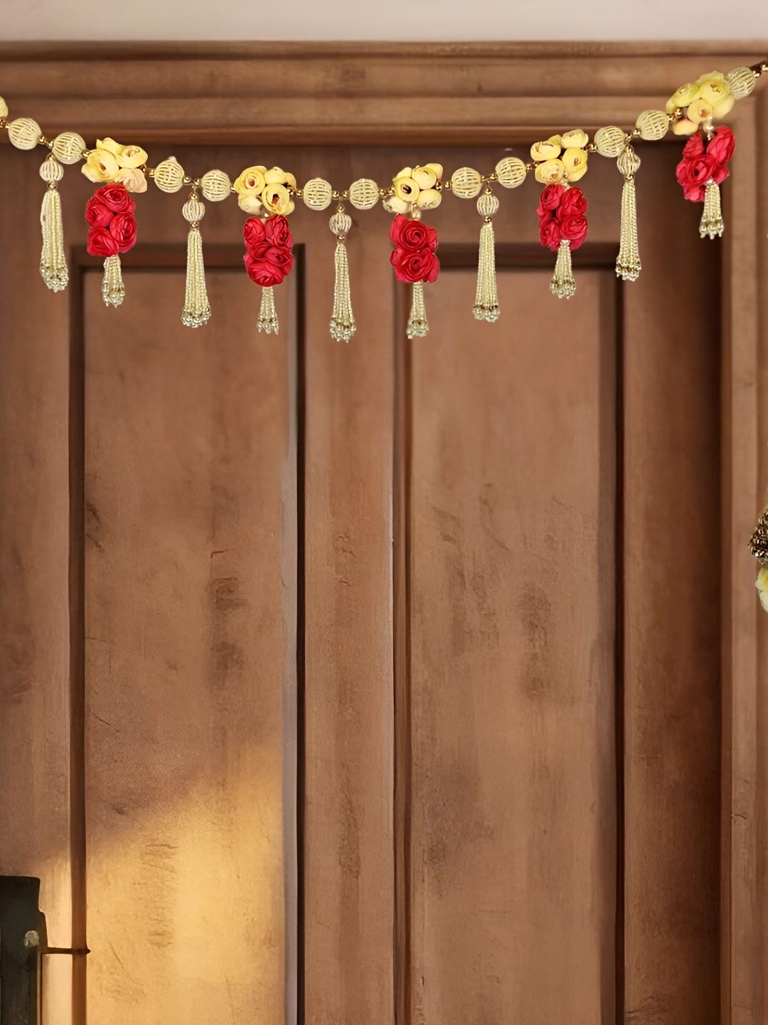 

THE HOME CO. 2 Pcs Flower Toran With Cone Shape Side Hanging, Multi