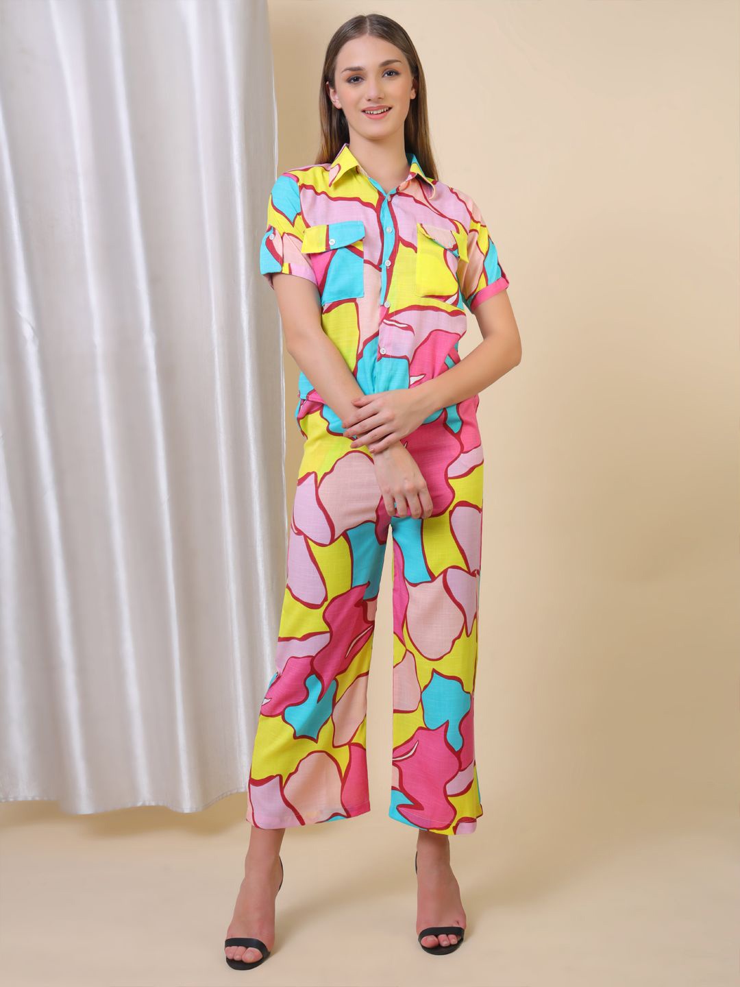 

Softwrap Printed Shirt With Trousers Co-Ords, Yellow