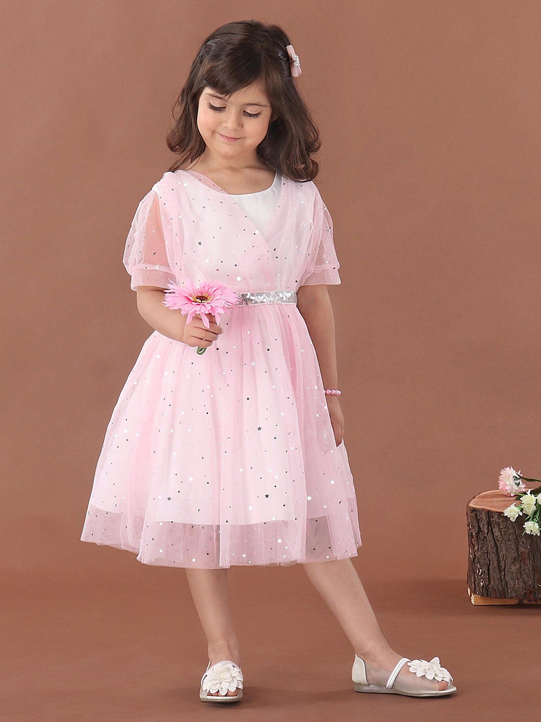 

Mark & Mia Girls Net Fit and Flare Dress, Pink