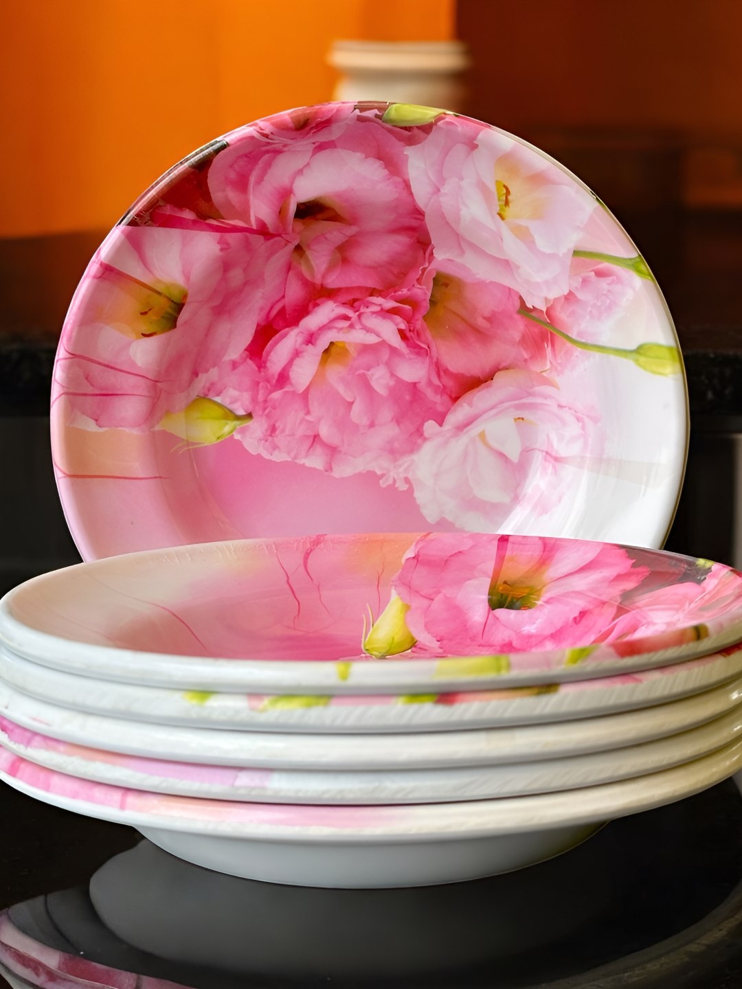 

Gallery99 Pink & White 6 Pieces Floral Printed Melamine Plates