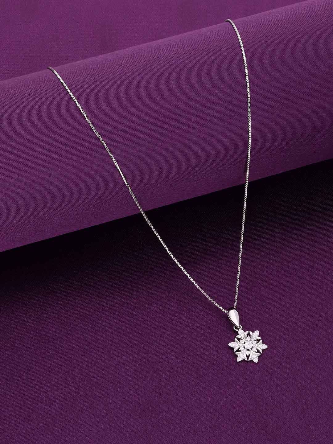 

KAI JEWEL Sterling Silver Rhodium-Plated Cubic Zirconia Studded Star Pendant & Chain