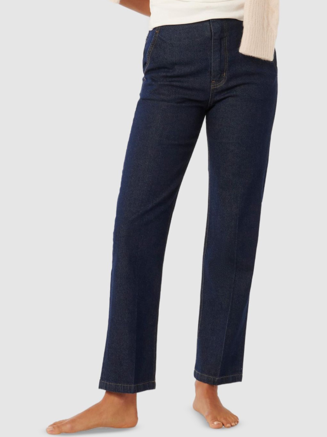 

Forever New Women Straight Fit High-Rise Jeans, Navy blue