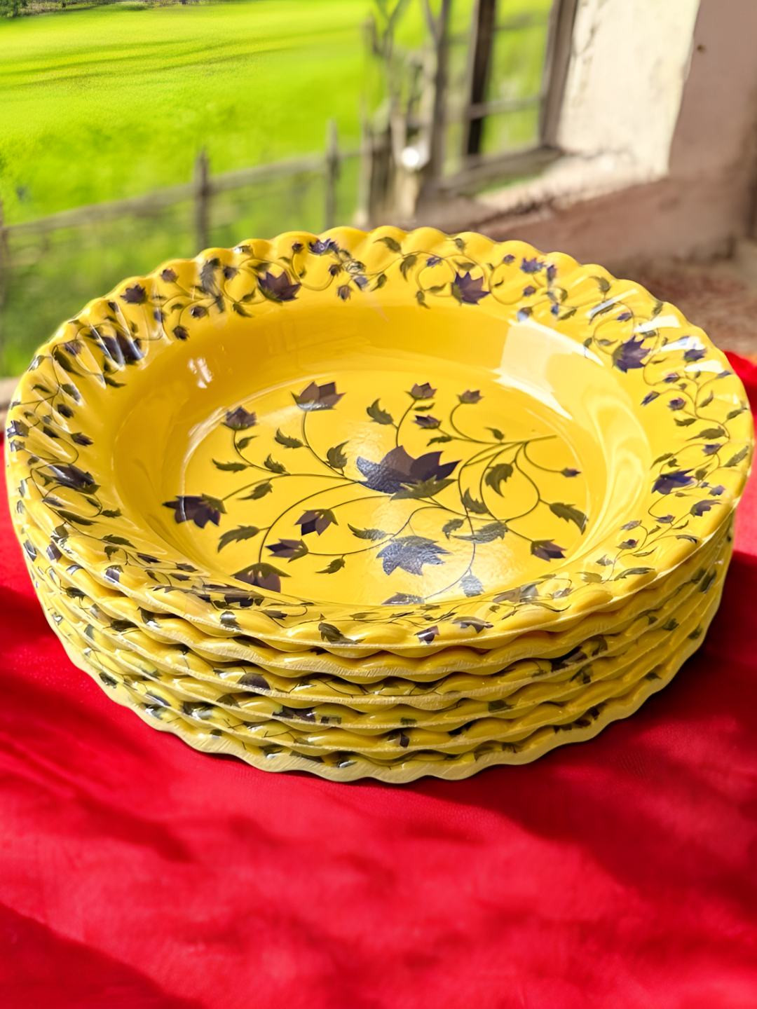 

Gallery99 Yellow & Black 6 Pieces Floral Printed Melamine Plates