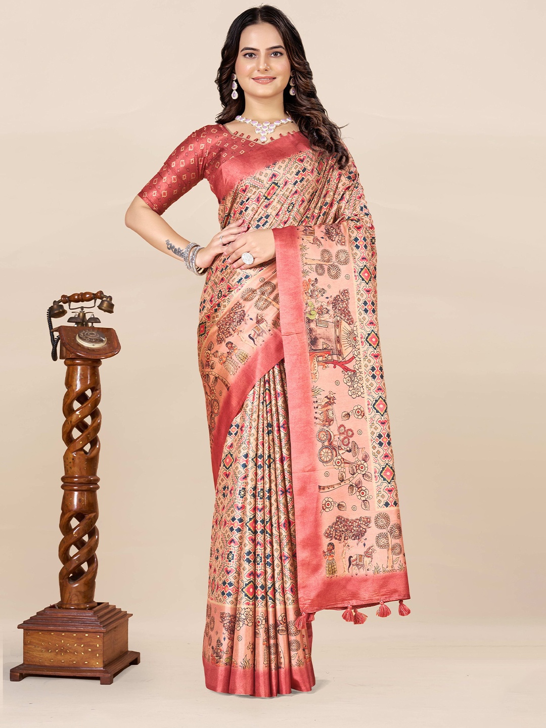 

ETHNIC TODAY Ethnic Motifs Patola Saree, Red