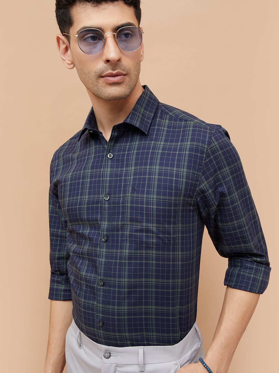 

CODE by Lifestyle Men Tartan Checks Opaque Checked Casual Shirt, Blue