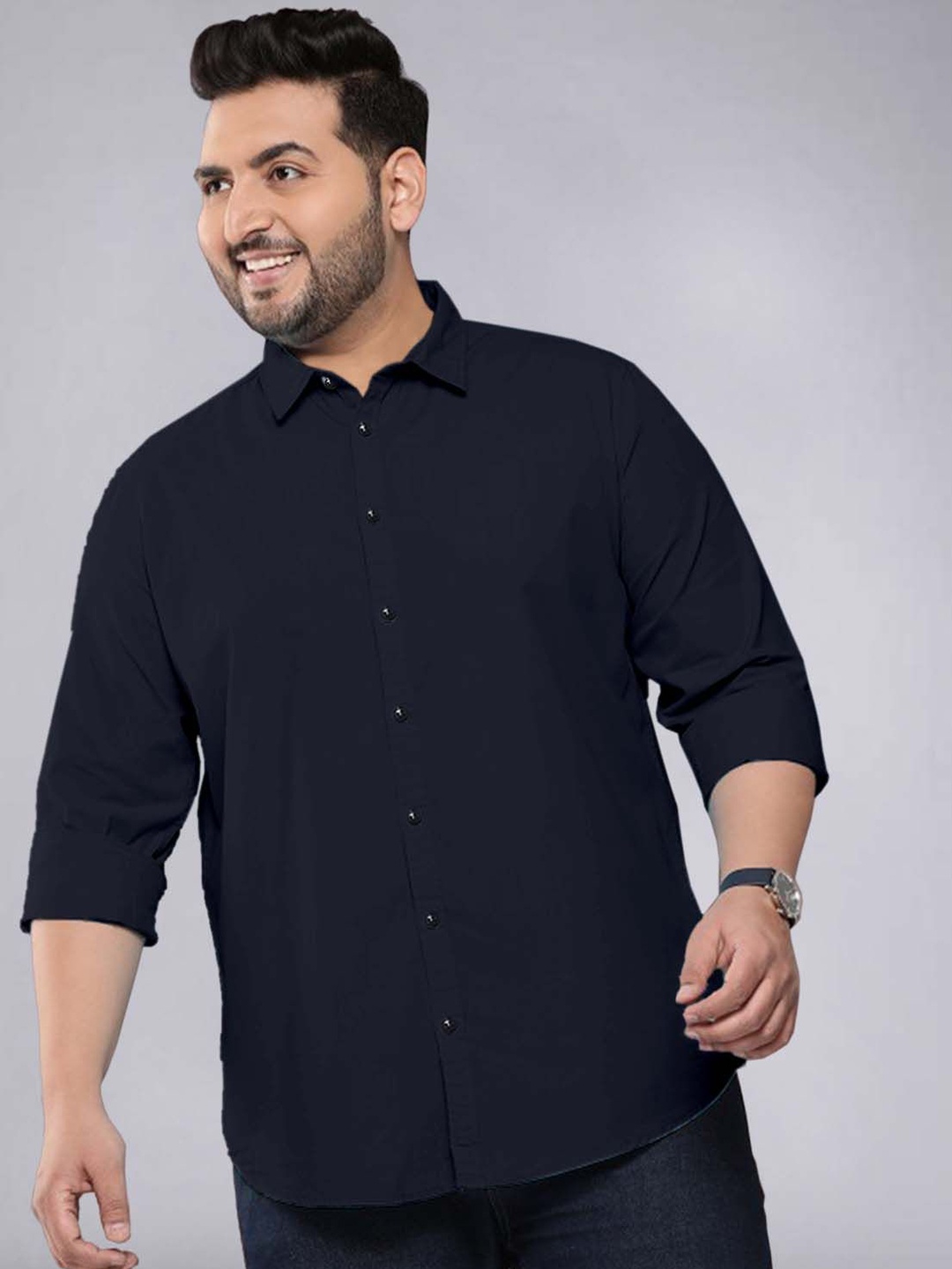 

ADWYN PETER Men Classic Opaque Casual Shirt, Navy blue