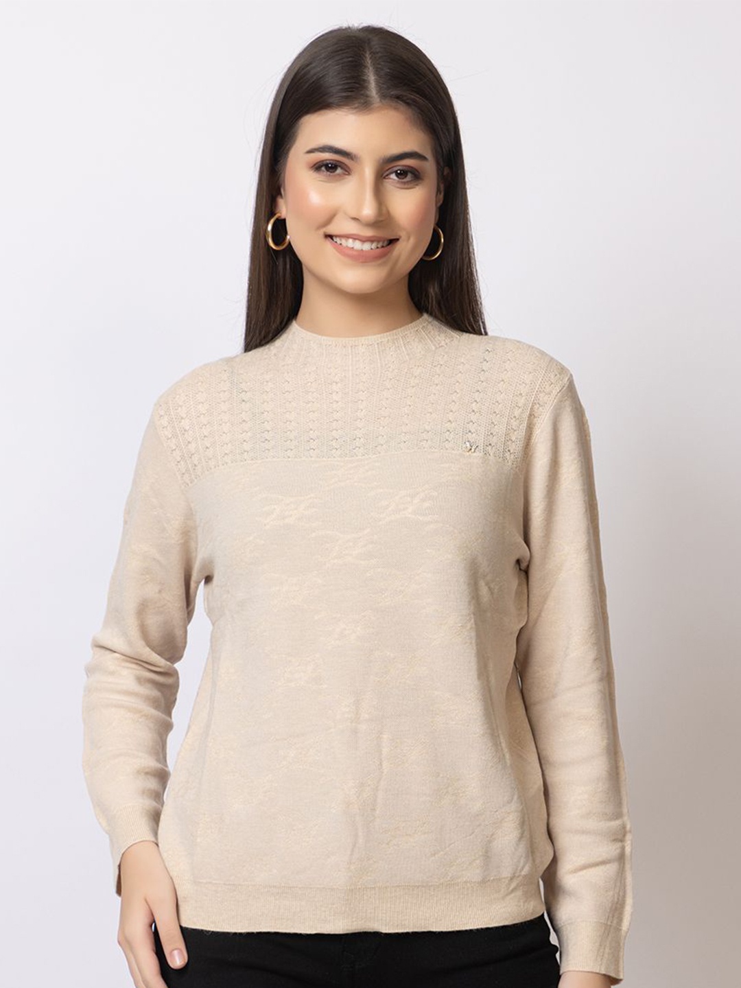 

GFO Women Woollen Winter Pullover, Beige