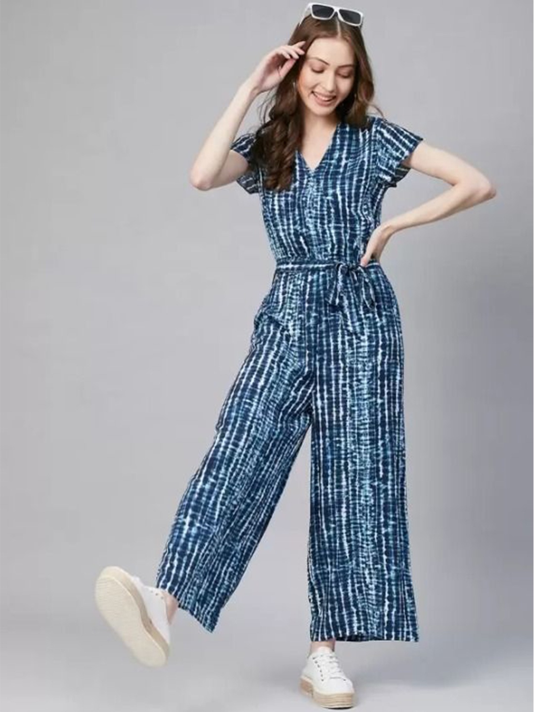 

MILAAV Women Printed Basic Jumpsuit, Blue