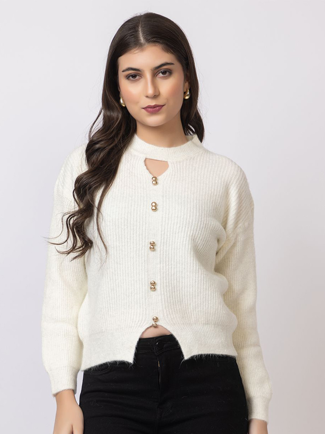 

GFO Women Woollen Pullover, White