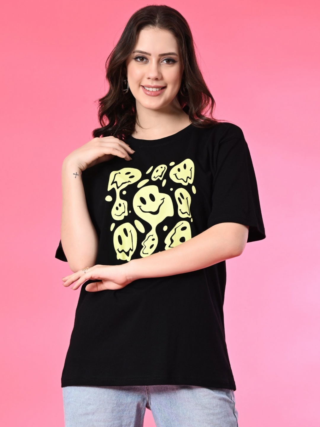 

Funday Fashion Women Printed T-shirt, Black