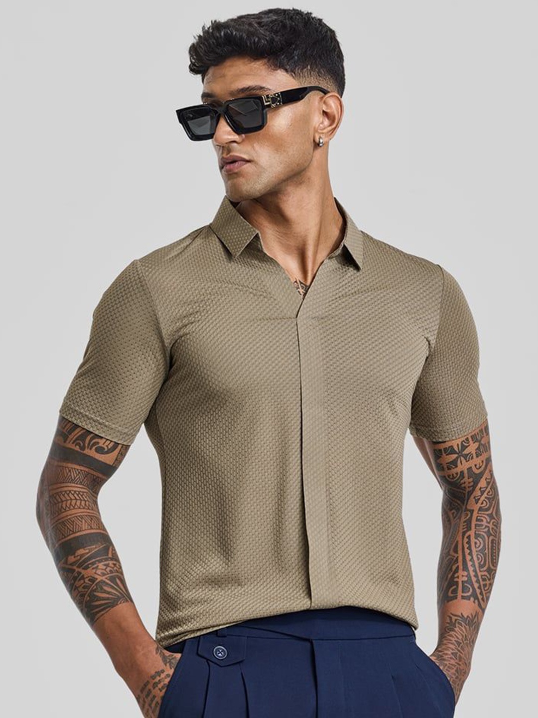 

Snitch Men Smart Slim Fit Opaque Casual Shirt, Beige