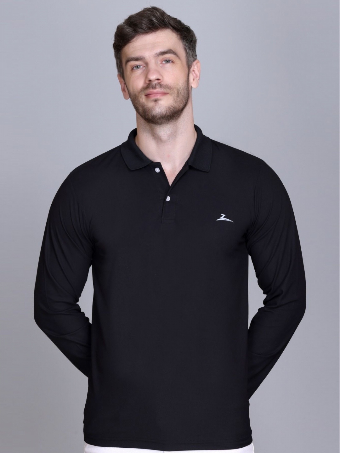 

ZEFFIT Men Solid Polo Collar T-shirt, Black