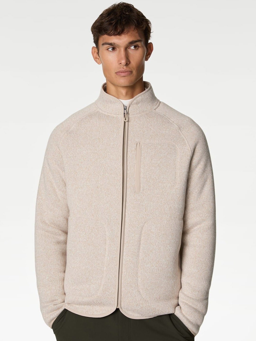 

Marks & Spencer Men Stand Collar Solid Casual Tailored Jacket, Beige