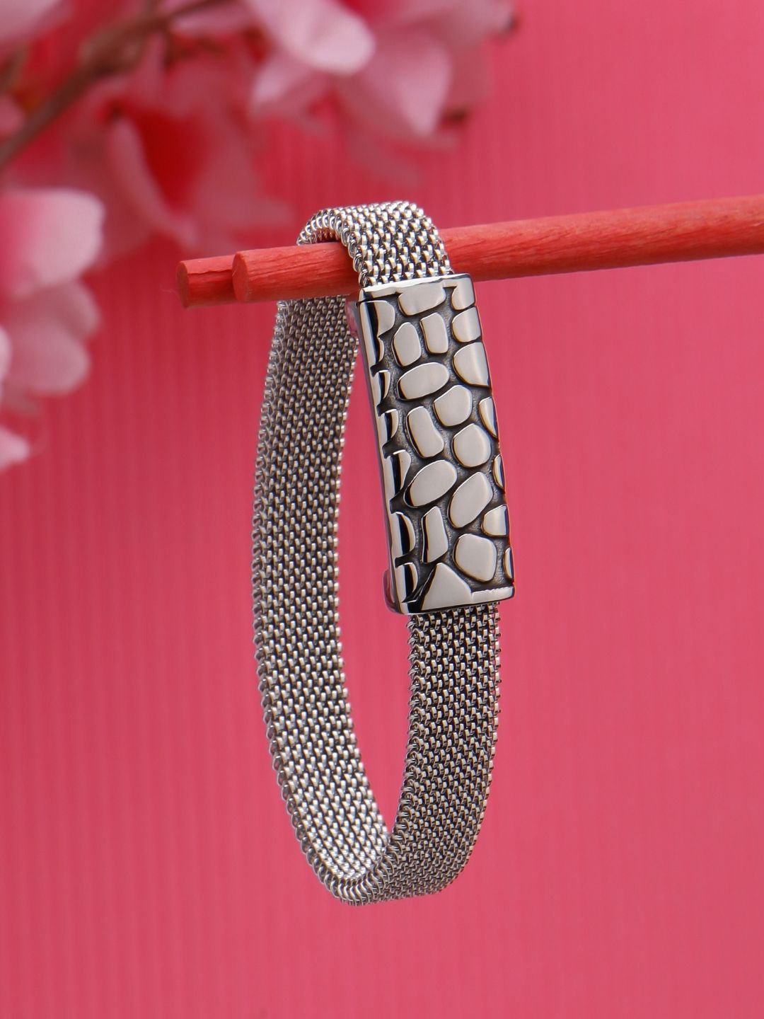 

PYLON Men Stainless Steel Link Bracelet, Silver