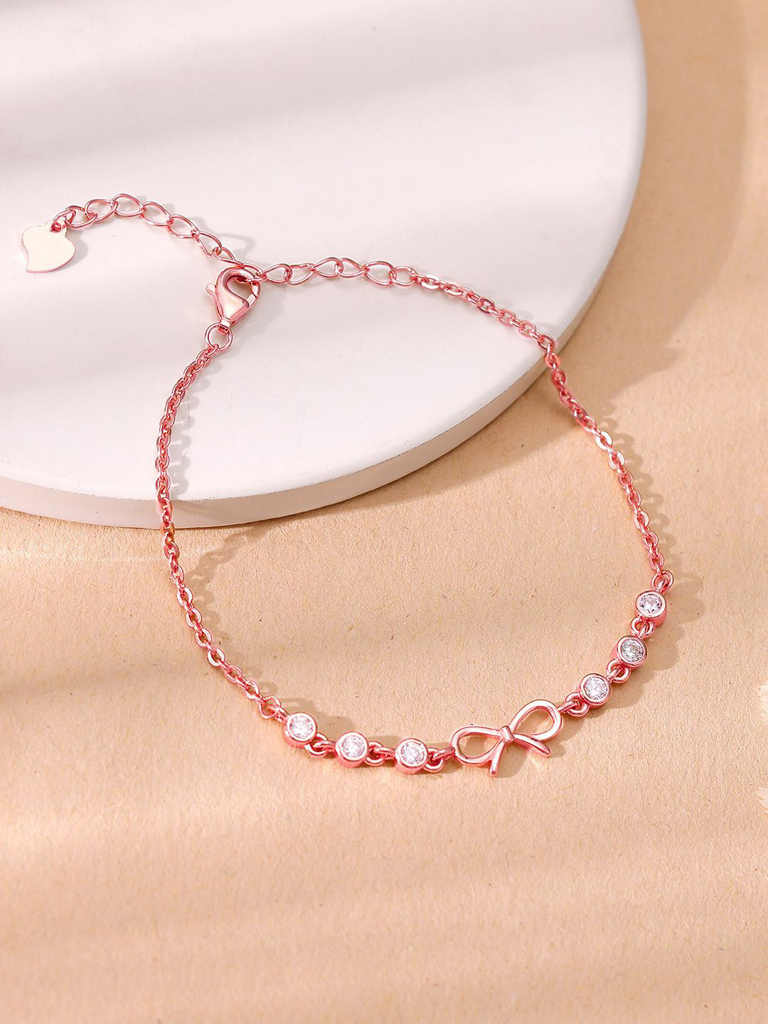 

GIVA 925 Sterling Silver Rose Gold-Plated Stone Studded Wraparound Bracelet