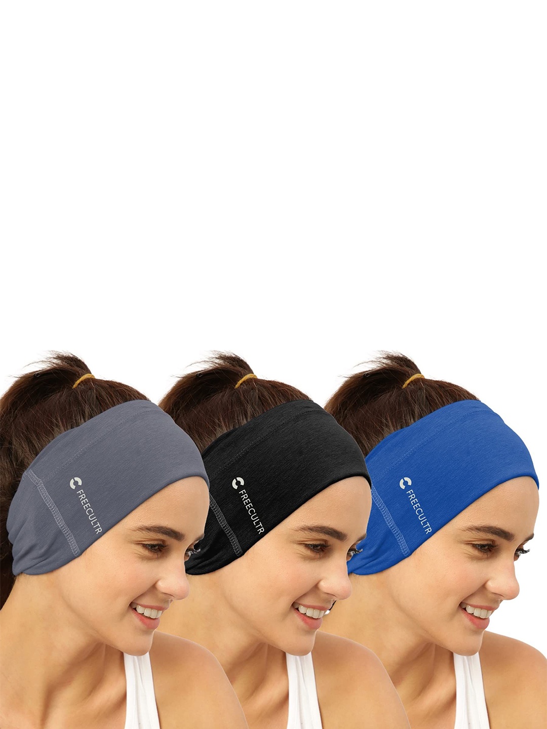 

FREECULTR Pack Of 3 Unisex Bandana Headband, Blue