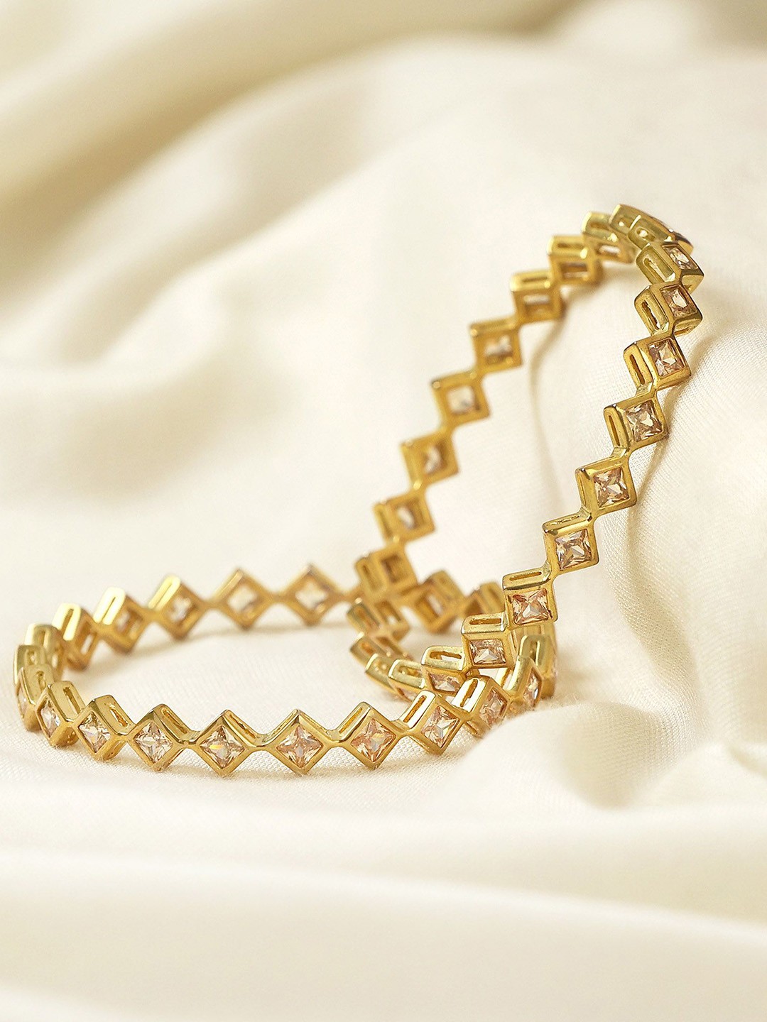 

BeAbhika Set Of 2 Gold-Plated Stone Studded Bangles