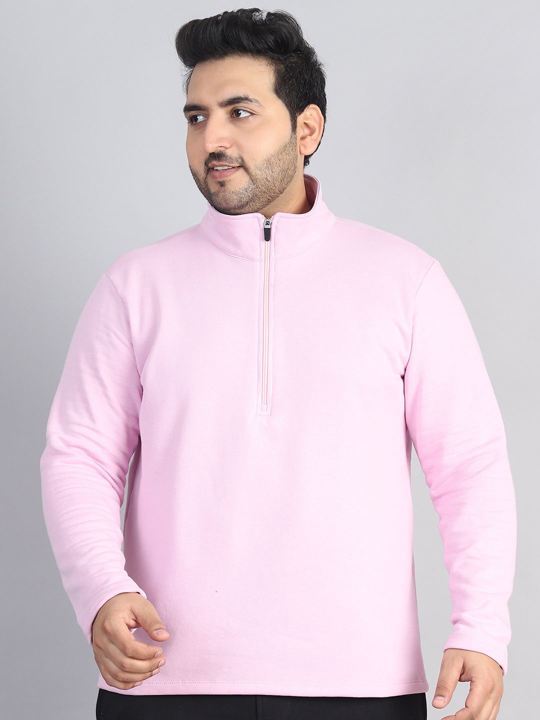 

Rute Women Solid Mock Collar Sweatshirt, Pink