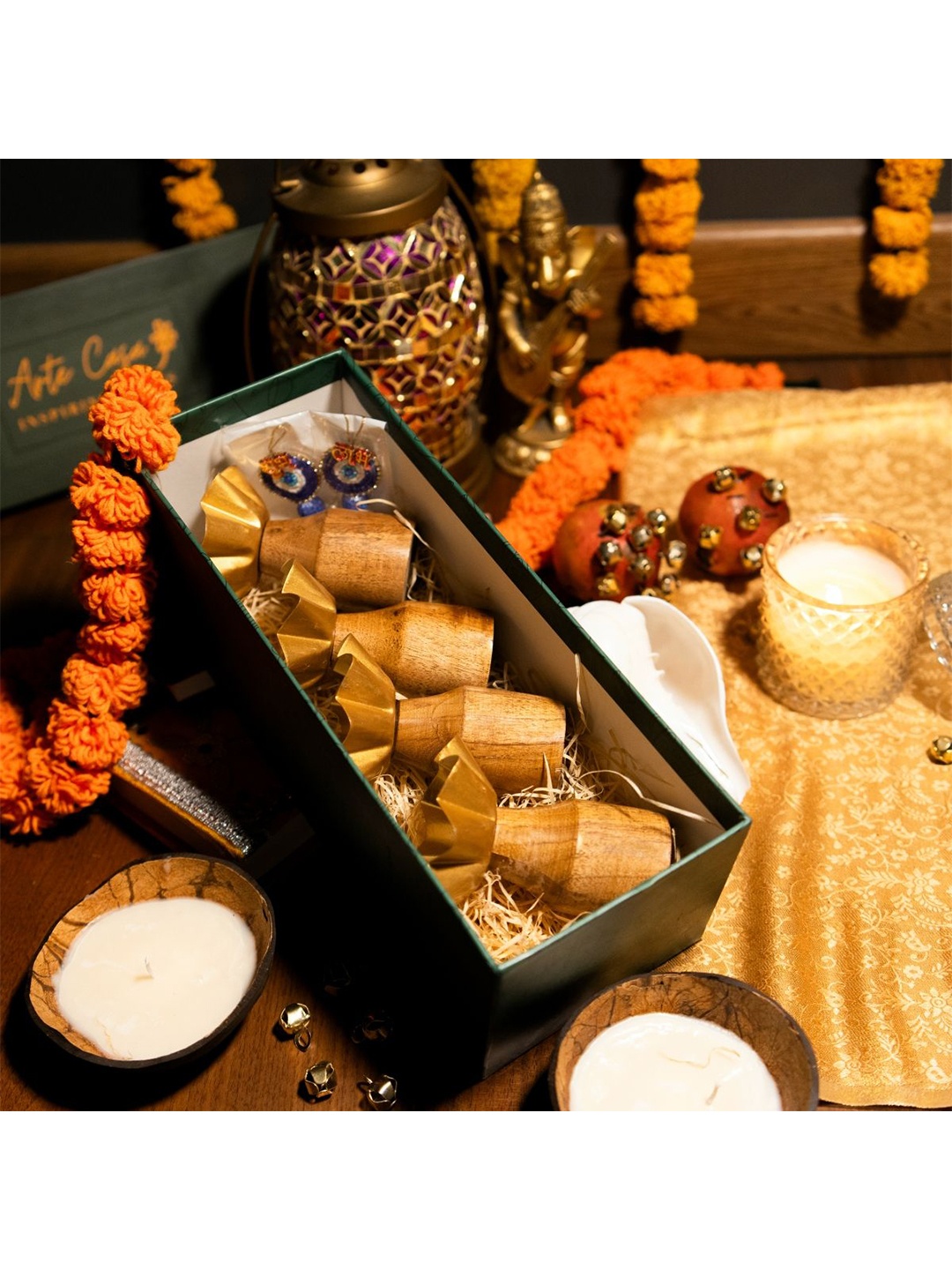 

ArteCasa Brown & Blue 6 Pieces Ceramic Diwali Home Gift Sets