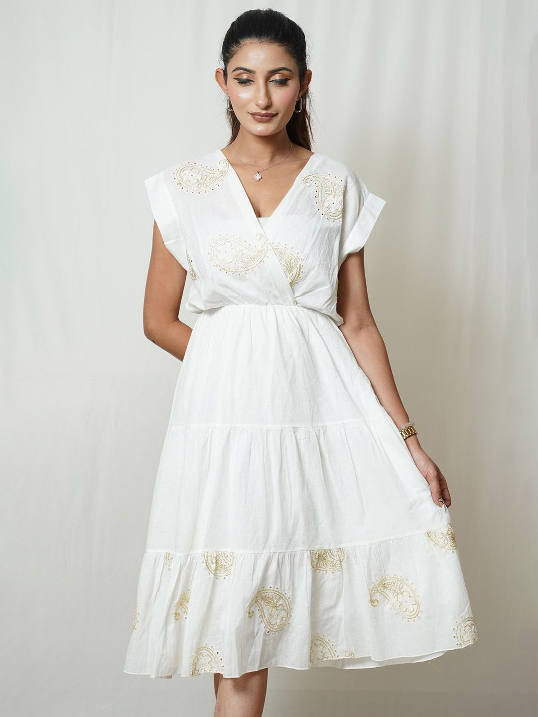 

SIDDHO HUM Embroidered A-Line Dress, White