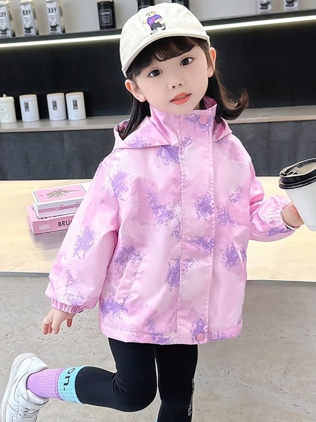 

StyleCast x Revolte Girls Hooded Floral Printed Casual Tailored Jacket, Pink