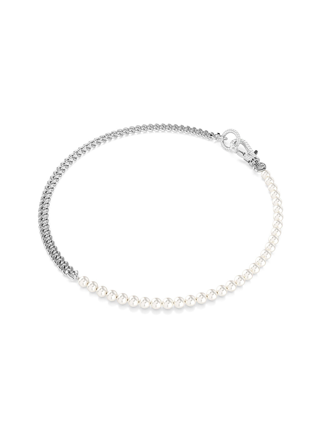

SWAROVSKI Rhodium-Plated Crystal-Studded & Pearl Beaded Necklace, Silver