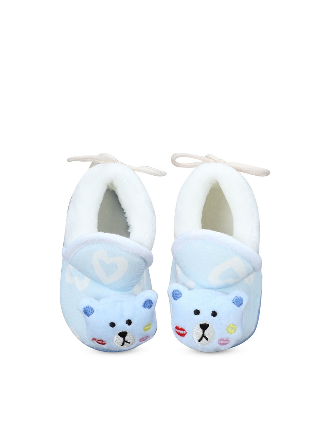 

Baby Moo Boys Cotton Soft Slip-On Anti-Skid Plush Warm Booties, Blue