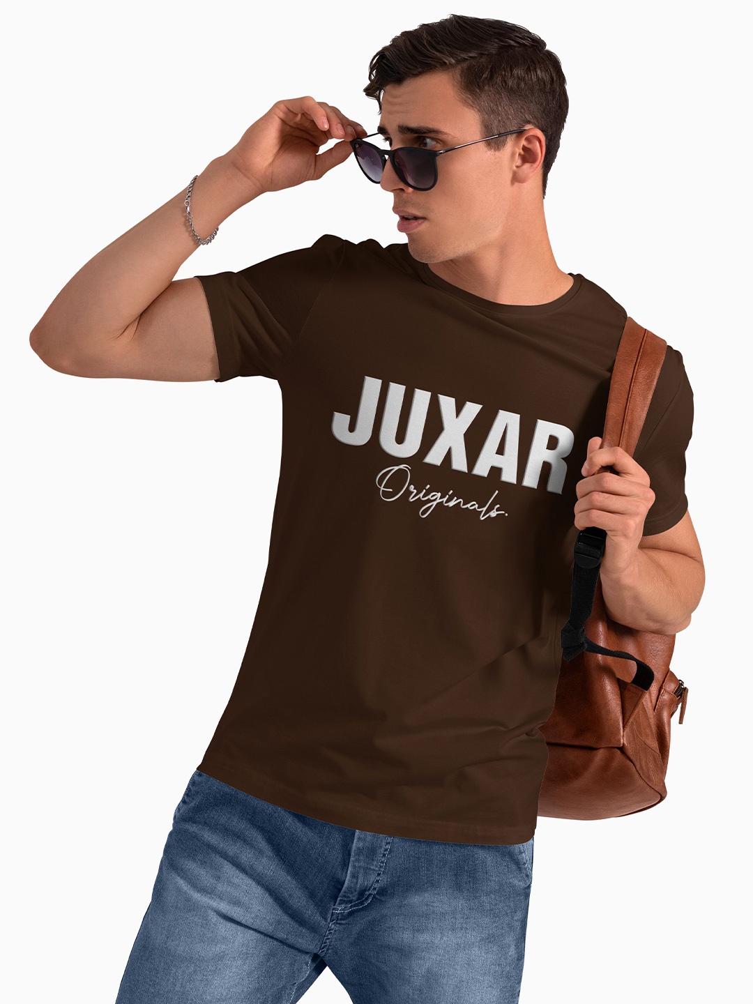 

Juxar Men Typography Printed Round Neck Cotton T-shirt, Brown